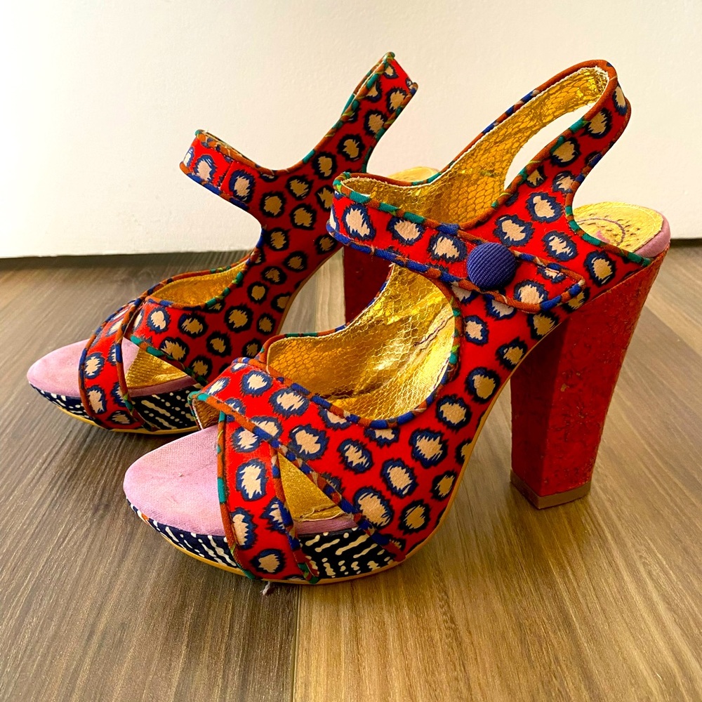 Irregular Choice Mutiny! Red Dot Platform Heels, Sz 38